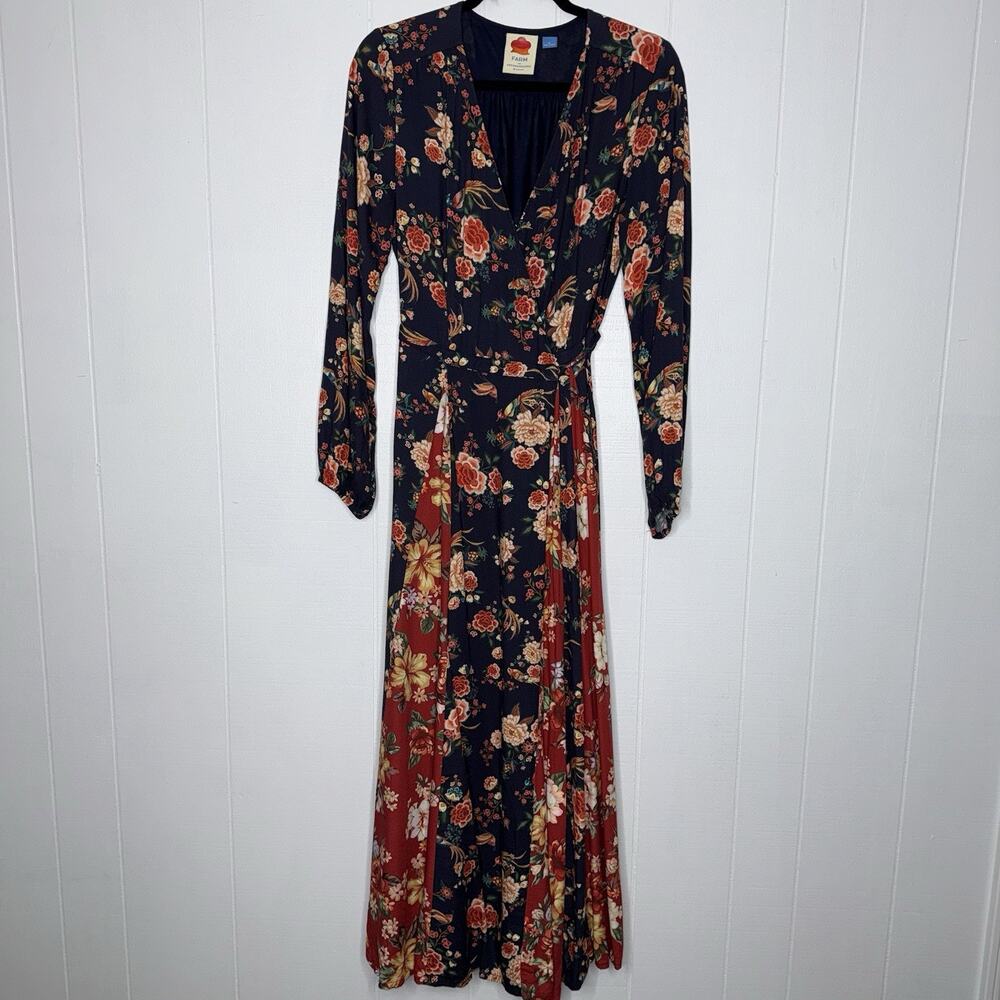 Farm Rio Anthropologie Women’s Gracia Wrap Maxi Dress Floral Size Medium - Picture 3 of 10